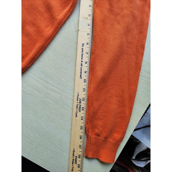 SWEATER-ORVIS-Pumpkin Orange-Long Sleeve-V-Neck-Cotton-Size MED - Picture 13 of 16
